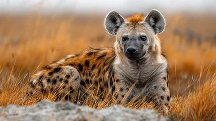 Keuken spatwand met foto wildlife photography, authentic photo of a hyena in natural habitat, taken with telephoto lenses, for relaxing animal wallpaper and more © elementalicious