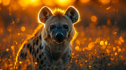 wildlife photography, authentic photo of a hyena in natural habitat, taken with telephoto lenses, for relaxing animal wallpaper and more