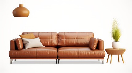 Leather sofa unit on 3D rendering
