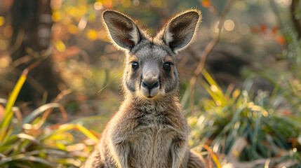 Fototapeta premium wildlife photography, authentic photo of a kangaroo in natural habitat, taken with telephoto lenses, for relaxing animal wallpaper and more