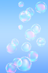 青いグラデーションとシャボン玉　縦構図
