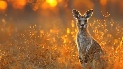 Foto op Aluminium wildlife photography, authentic photo of a kangaroo in natural habitat, taken with telephoto lenses, for relaxing animal wallpaper and more © elementalicious