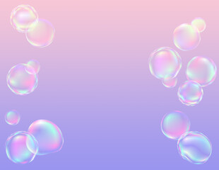 紫のグラデーション背景とシャボン玉
