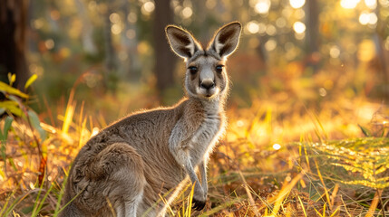 Fototapeta premium wildlife photography, authentic photo of a kangaroo in natural habitat, taken with telephoto lenses, for relaxing animal wallpaper and more