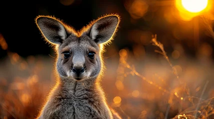 Fototapeten wildlife photography, authentic photo of a kangaroo in natural habitat, taken with telephoto lenses, for relaxing animal wallpaper and more © elementalicious
