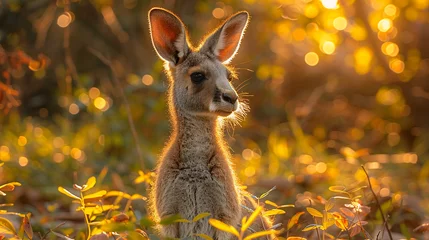 Selbstklebende Fototapeten wildlife photography, authentic photo of a kangaroo in natural habitat, taken with telephoto lenses, for relaxing animal wallpaper and more © elementalicious