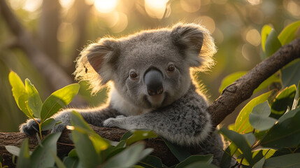 Fototapeta premium wildlife photography, authentic photo of a koala in natural habitat, taken with telephoto lenses, for relaxing animal wallpaper and more