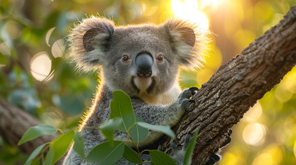 Fototapeta premium wildlife photography, authentic photo of a koala in natural habitat, taken with telephoto lenses, for relaxing animal wallpaper and more