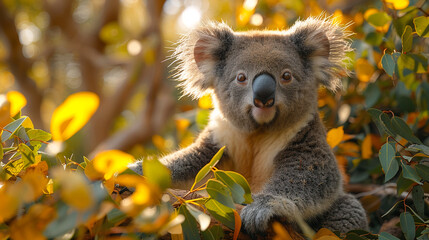 Fototapeta premium wildlife photography, authentic photo of a koala in natural habitat, taken with telephoto lenses, for relaxing animal wallpaper and more