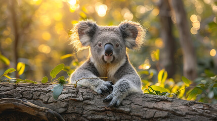 Obraz premium wildlife photography, authentic photo of a koala in natural habitat, taken with telephoto lenses, for relaxing animal wallpaper and more