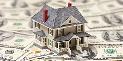 House on dollar bill, investing on real estate concept, buying a home