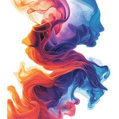 Vibrant Smoke Waves in White Space: A dynamic blend of colorful smoke forms against a clean white backdrop, capturing movement, energy, and artistic flair
