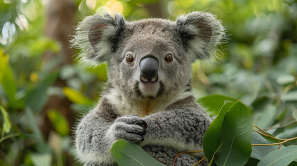 Fototapeta premium wildlife photography, authentic photo of a koala in natural habitat, taken with telephoto lenses, for relaxing animal wallpaper and more