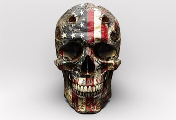 Skull with American Flag Design A Bone-Chilling Tribute to the 4th of July Generative AI