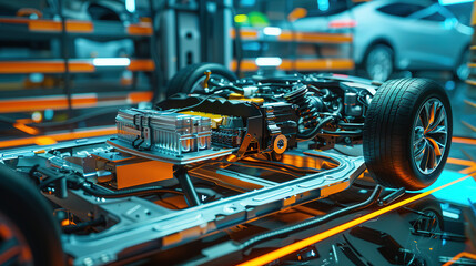 Fototapeta premium Futuristic Race Car on High-Tech Circuit Board