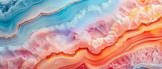 Top view of a various hues agate stone pattern over a pastel-colored backdrop and space, Generative AI. - obrazy, fototapety, plakaty