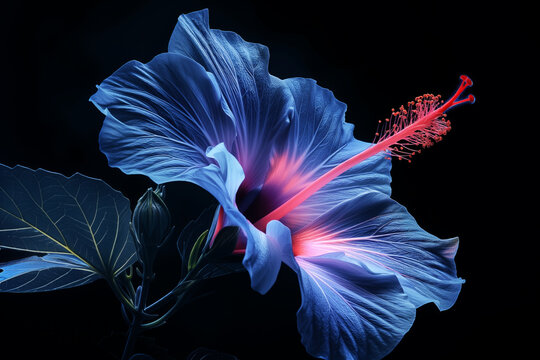AI Generated Image. X-ray shot of the hibiscus flower
