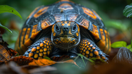 Obraz premium wildlife photography, authentic photo of a turtle in natural habitat, taken with telephoto lenses, for relaxing animal wallpaper and more