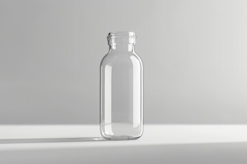 Minimalist Transparent Plastic Bottle with Open Cap on a Neutral Background