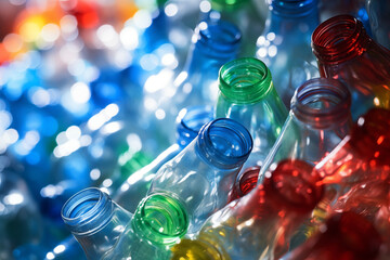 AI Generated Image. Reused plastic bottles. Plastic upcycling and recycling abstract concept