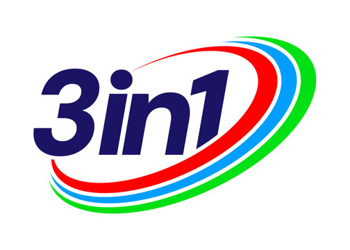 3in1 vector icon logo badge. 3 in 1 concept illustration for packaging.