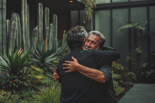 Father and son embracing on fathers day. Generative AI