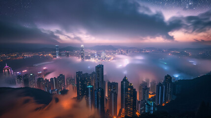 Hong Kong cityscape as seen from Jardines Lookou - obrazy, fototapety, plakaty