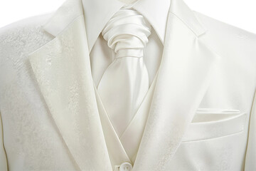 A White Wedding Tuxedo Suit for Men on Transparent Background