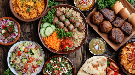Delicious Ramadan dishes arranged on the table