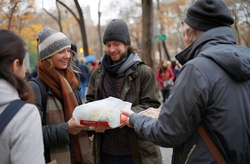 Outdoor food sharing in autumn