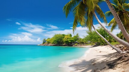 beach with palms and turquoise sea