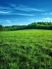 Fototapeta premium Grassy Field With Trees in the Background