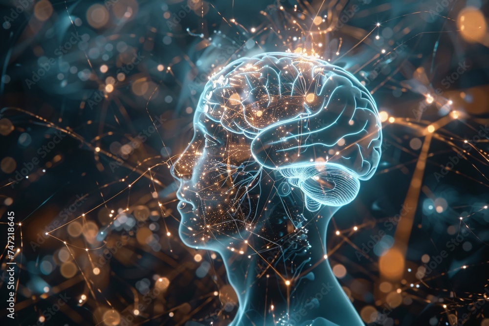 Poster neural networks glow in the dark a visualization of the human brain's neurons generative ai