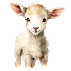Lamb portrait watercolor clipart illustration on transparent background