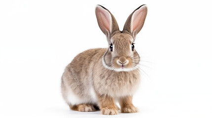 Detailed Image of a Cute Brown Rabbit Against a White Background