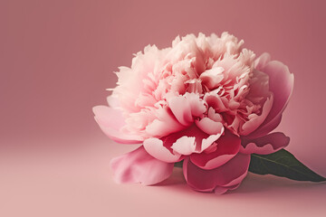 One big pink flower isolated on pink background. generative AI