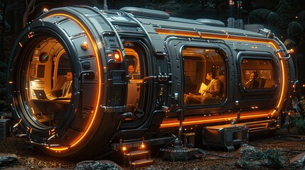 Fototapeta premium An intense negotiation session in a modern boardroom, with executives passionately discussing business strategies amidst futuristic surroundings.