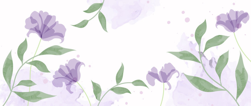 Abstract illustration of spring floral art. Watercolor hand painted botanical flowers, leaves and natural background. Design for wallpaper, posters, banners, cards, print, web and packaging.