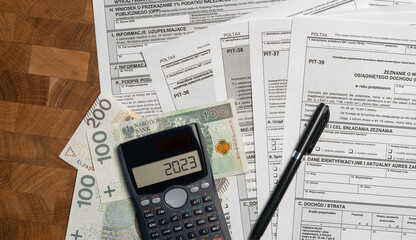 Annual tax settlement 2023 polish tax forms PIT-36 PIT-37 PIT-38 PIT-39 poland