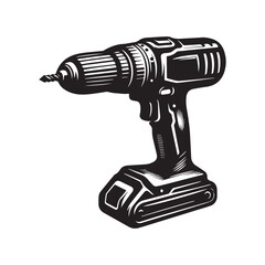 silhouettes of drill isolated on white background