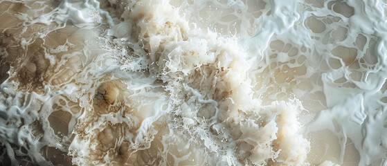 Captivating image showcasing the fluid art texture simulating natural forms in creamy beige tones - obrazy, fototapety, plakaty