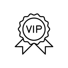 VIP badge outline icons, minimalist vector illustration ,simple transparent graphic element .Isolated on white background