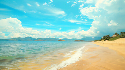 Fototapeta na wymiar Ky Co Beach sand on beach and blue summer sky
