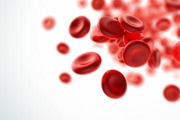 Microscopic of Red blood cells flowing through the blood vessels.medical and science research concept