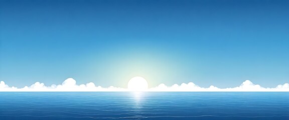 Calm ocean horizon with clear blue sky, extremely detailed vector, creative, digital art