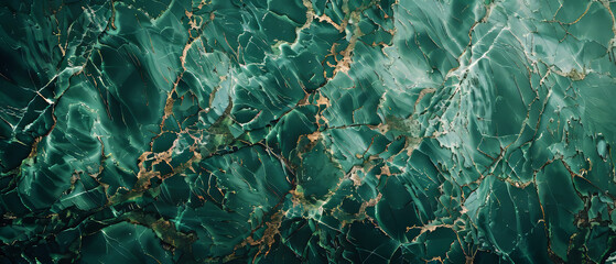 Highly detailed teal marble texture with a network of golden lines, portraying opulence - obrazy, fototapety, plakaty