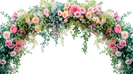 Beautiful wedding flower arch. generative ai