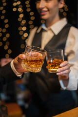 Celebrate whiskey on a friendly party in  restaurant