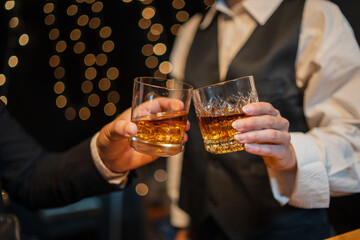 Celebrate whiskey on a friendly party in  restaurant
