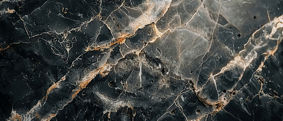 Close-up of black marble patterns with golden veins, showcasing the luxurious and elegant design